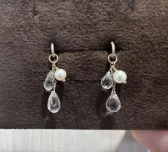 agete アガット　ピアスチャーム　クォーツ　パール