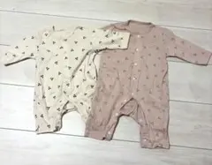新生児　洗濯替え　さくらんぼ柄 ロンパース カバーオール 2枚セット