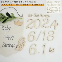 木製レターバナー 月齢フォト ウッドバナー 32点セット ニューボーンフォト