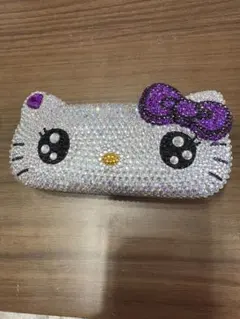 キティ デコ メガネケース パープルリボン
