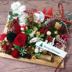 クリスマス花材セット ローズ2輪入り