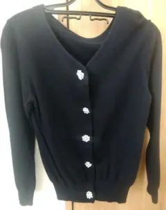 カーディガン　ビジュー　ジャスグリッティー　 ネイビー　サイズ2