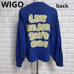 1988 WEGO 長袖Tシャツ Ｆ 青 バルーンスリーブ カットソー プリント