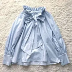 【未使用】CADUNE カデュネ リボン ボウタイ 長袖 ブラウス フリルのサムネイル