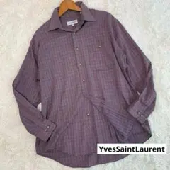 L相当◆ Yves Saint Laurent【ピンチェック◆長袖シャツ】YSLのサムネイル