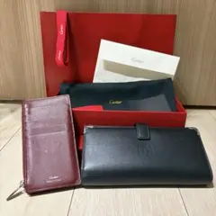 Cartier カルティエ　黒 ブラック　レザー 長財布 ウォレット　セットのサムネイル