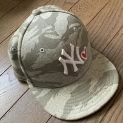 NEW ERA ニューヨークヤンキース NYハート刺繍 キャップ キッズ　グレー