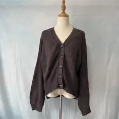 【GU】コットンブレンドコクーンカーディガン【L】グレー　パフスリーブ