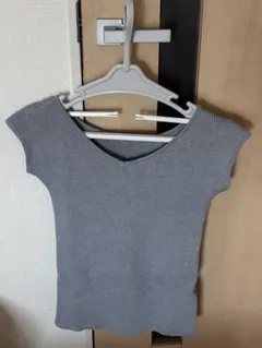 リブニット 半袖 グレー Mサイズ