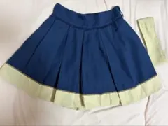 axes femme フレアミニスカート ネイビー/ベージュ リボン付き