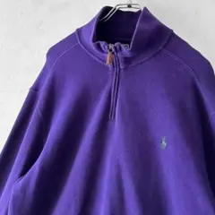 90s ポロバイ ラルフローレン 刺繍ロゴ ハーフジップ スウェット トレーナー