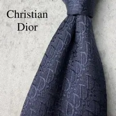 Christian Dior トロッター柄 総ロゴ ネクタイ ネイビー 紺