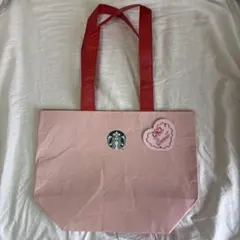 韓国 スターバックス スタバ バレンタイン 限定 エコバッグ ショッパー ピンク