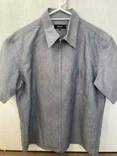 COMME CA ISM ジップアップ 半袖シャツ グレー Mのサムネイル