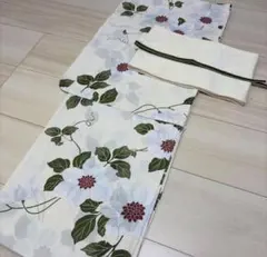 新品☆大人上品な夏着物 丸菊に萩の葉上品な夏着物 スレンダー浴衣3点