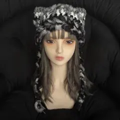 375ハンドメイド編み物　猫耳ニット帽　y2k