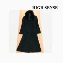 ✽カシミヤ混✽ HIGH SENSE ファー　黒　ロングコート　ブルーフォックス