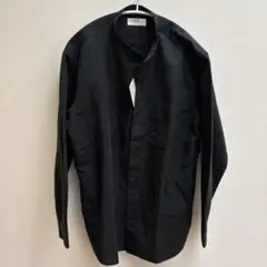 【新品未使用‼️】UNIQLO リネンコットンスタンドカラー　ブラック 長袖シャツ