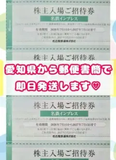 最新　4枚　名鉄　株主優待　招待券　ビーチランド　モンキーパーク　リトルワールドのサムネイル