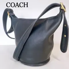 OLD COACH ワンショルダーバッグ レザー ネイビー ゴールド バケット型