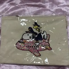 スヌーピー 刺繍ポーチ コットン製