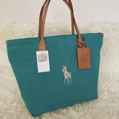 新品タグ付き✨ポロラルフローレン トートバッグ レザー キャンバス A4