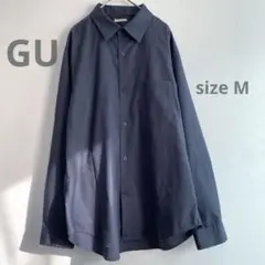 GU　ブロードリラックスフィットシャツ　長袖　　チャコールグレー　M