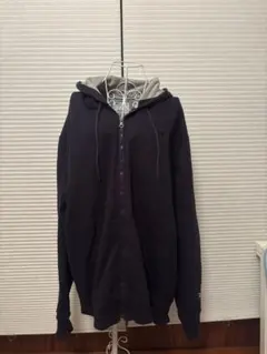 Champion ネイビー フード付きパーカー L