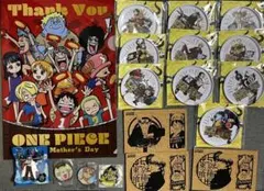 ワンピースセット缶コルクコースター+フィギュア+クリアファイル+マグネット17点