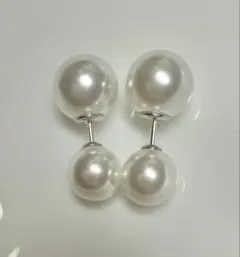 B0305 真珠　ピアス ホワイト　純銀 s925 貝パール アクセサリー