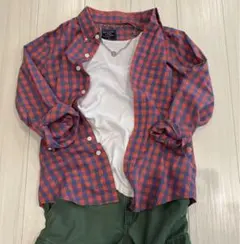 古着チェックシャツ　アバクロ　美品　女性L〜男性XS〜　ブランドネーム刺繍