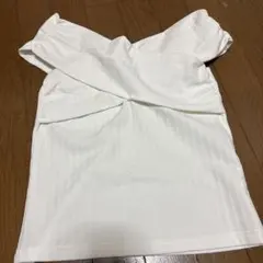 ホワイト 半袖 Tシャツ オフショルのサムネイル