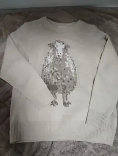 SM2 羊柄 ベージュ ニットセーター フリーサイズ