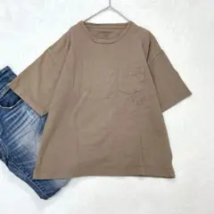 s109【チャオパニック】半袖コットンTシャツ　ブラウン　メンズ　M