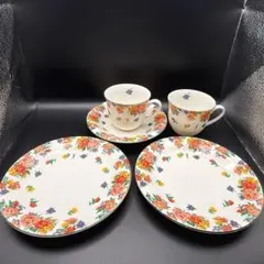 【希少/美品】イヴサンローラン YSL 花柄 ティータイム 5点 ケーキ皿付