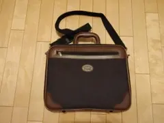 ビジネスバッグ 黒と茶色 キャンバス