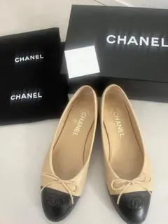 CHANEL シャネル 24cm 37c バレエ べージュ バイカラー 黒 - メルカリ