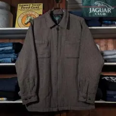 90s　JAGUAR　総柄　コーデュロイジャケット　ダブルポケット　革ジップ　茶