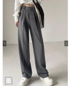 センタープレスワイドタックロングパンツ