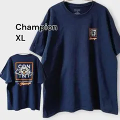 Champion／クマバックプリントTシャツ／XL／ネイビー／USA古着
