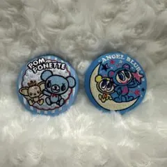 ナルミヤキャラクターズ ビスケット 刺繍缶バッジ エンジェルブルー ポンポネット