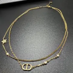 Dior ディオール Petit CD ダブル ネックレス メタル&クリスタル