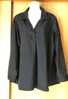 1〜2回着用済　襟にワイヤー入り　長袖シャツ　黒　3L