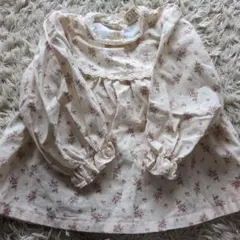 韓国こども服mini beige 花柄長袖レースブラウス 12m