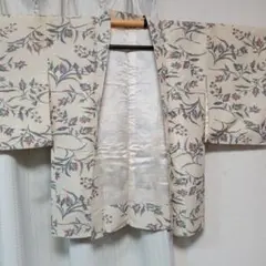 セール☆秋冬に♪羽織 長羽織 花柄 アイボリー ベージュ