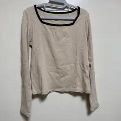 GU リブニット 長袖 ベージュ Mのサムネイル