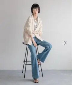 LOWRYSFARM デニムフレアパンツ