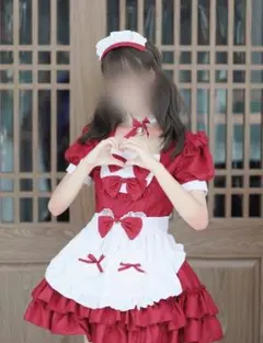 【コスプレ】赤と白のメイド服