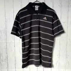 アディダス ポロシャツ クライマライト ボーダー 黒 ピンク M y2k