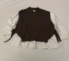 devirock リブニットベスト＆長袖シャツセット 140cm レイヤード